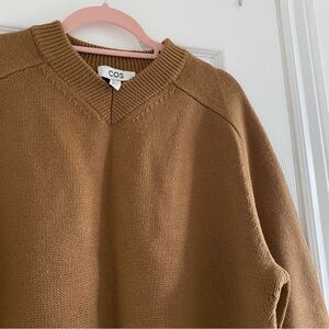COS V-neck Tan Wool Sweater